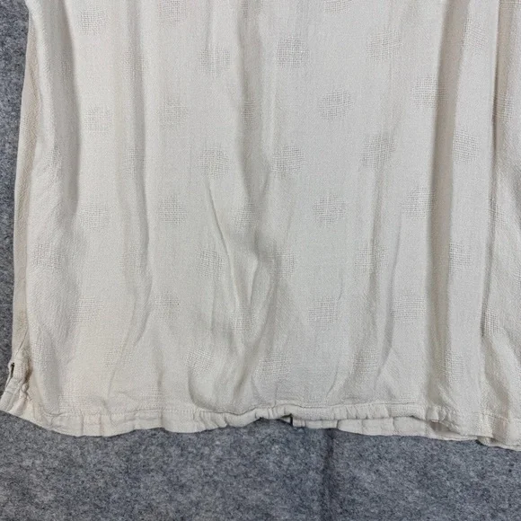 Common People Linen Blend Textured Polka Dot Button Up Shirt Size L Resort Wear - Picture 12 of 14